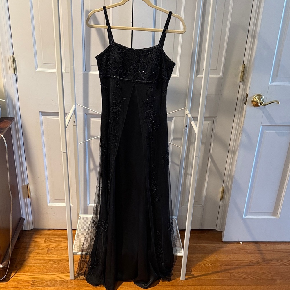 Mieka Black Maxi Dress with Intricate Detailing